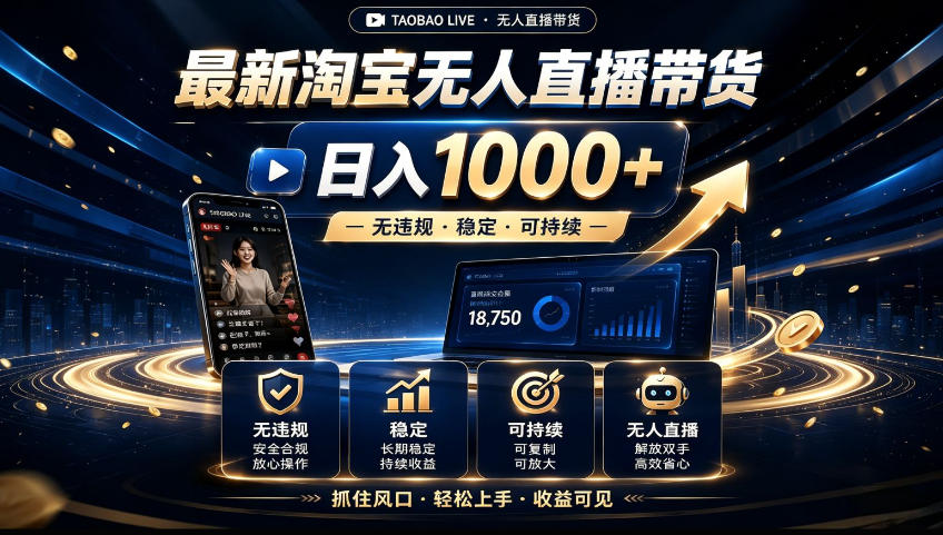 2026淘宝无人直播15.0，独家新技术，不用露脸、不用熬夜，自动直播自动出单，25小时卖17W【揭秘】-吾爱云课堂
