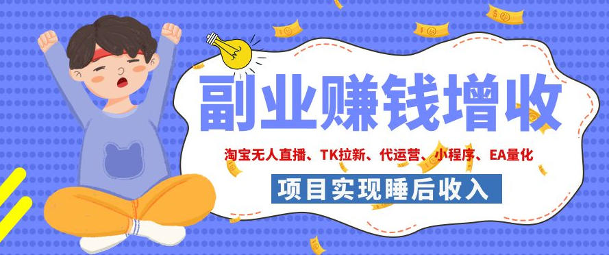 2026年多个真实落地副业项目，手把手带你搭建被动收入管道(淘宝无人直播、海外TK拉新、CSGO饰品交易、去水印小程序等)【揭秘】-吾爱云课堂