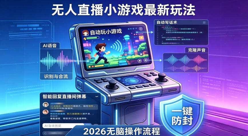 2026年AI无人直播小游戏全流程，不违规不封号，开启创业副业增收之路，小白月入1w+【揭秘】-吾爱云课堂