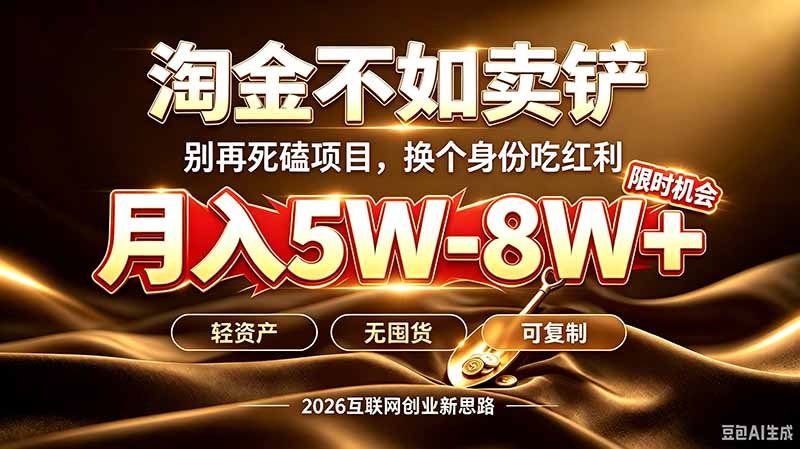 别再傻乎乎埋头跑项目！互联网真正赚钱逻辑：做卖铲人，拒绝当韭菜，逆风翻盘月入5-8W+-吾爱云课堂