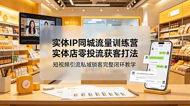 实体IP同城流量训练营：实体店零投流获客打法，短视频引流私域锁客完整闭环教学-吾爱云课堂