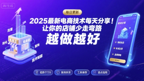 2025-2026最新电商技术每天分享，让你的店铺少走弯路，越做越好(更新26年08月)-吾爱云课堂