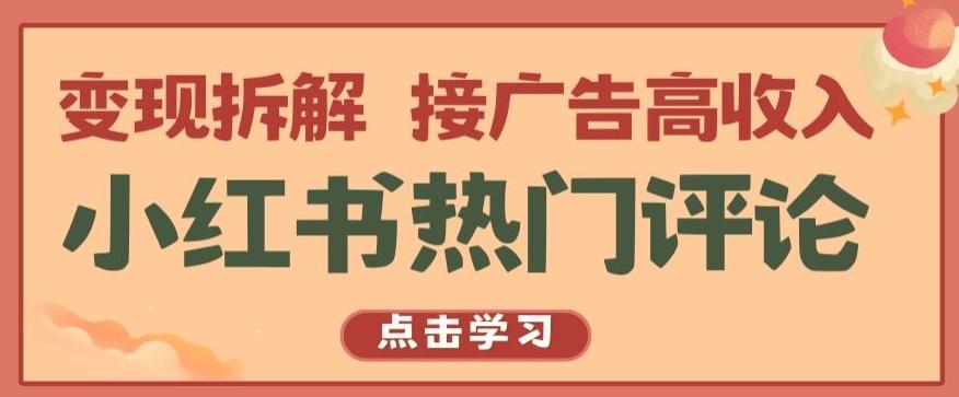 小红书热门评论,变现拆解,接广告高收入【揭秘 】-吾爱云课堂