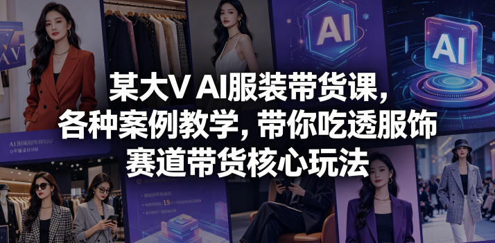 某大V AI服装带货课，各种案例教学，带你吃透服饰赛道带货核心玩法-吾爱云课堂