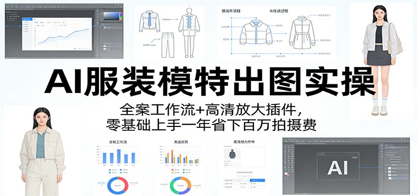 AI服装模特出图实操：全案工作流+ 高清放大插件，零基础上手一年省下百万拍摄费-吾爱云课堂
