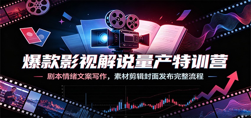 爆款影视解说量产特训营：剧本情绪文案写作，素材剪辑封面发布完整流程-吾爱云课堂