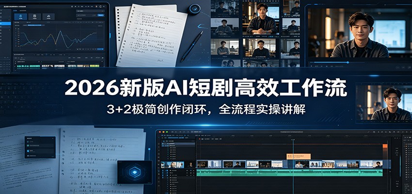 2026新版AI短剧高效工作流：3+2极简创作闭环，全流程实操讲解-吾爱云课堂