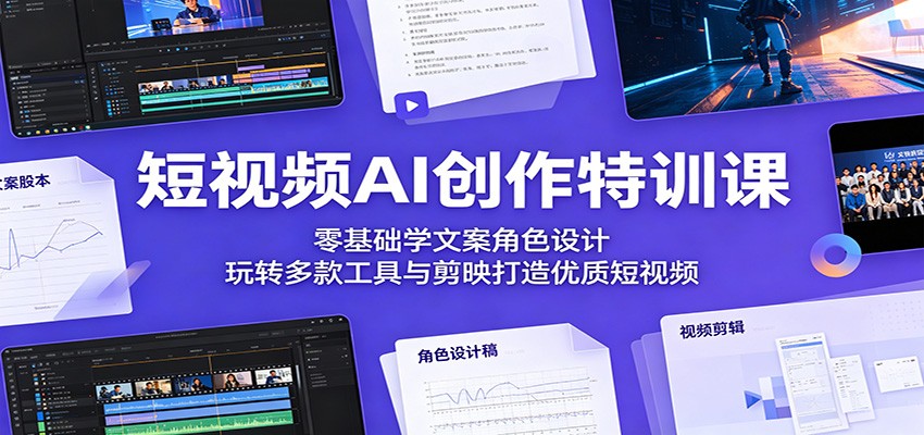 短视频AI创作特训课：零基础学文案角色设计，玩转多款工具与剪映打造优质短视频-吾爱云课堂
