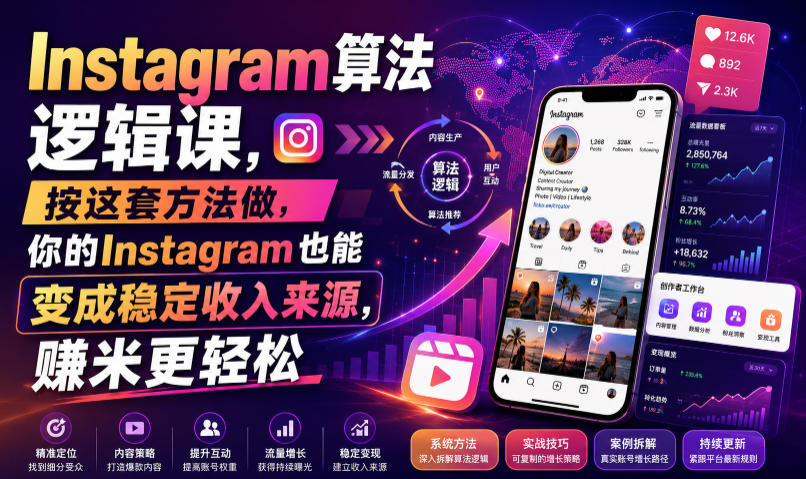 Instagram算法逻辑课，按这套方法做，你的Instagram也能变成稳定收入来源，賺米更轻松【原创双语字幕】-吾爱云课堂