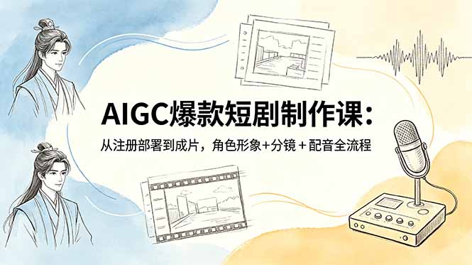 AIGC爆款短剧制作课：从注册部署到成片，角色形象+分镜+配音全流程-吾爱云课堂