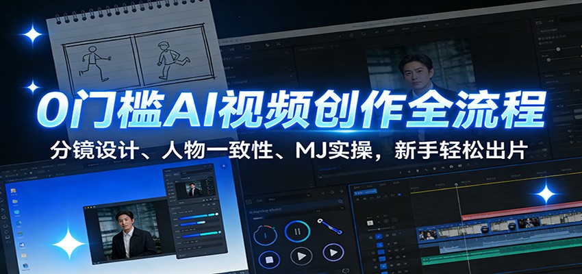 0门槛AI视频创作全流程：分镜设计、人物一致性、MJ实操，新手轻松出片-吾爱云课堂