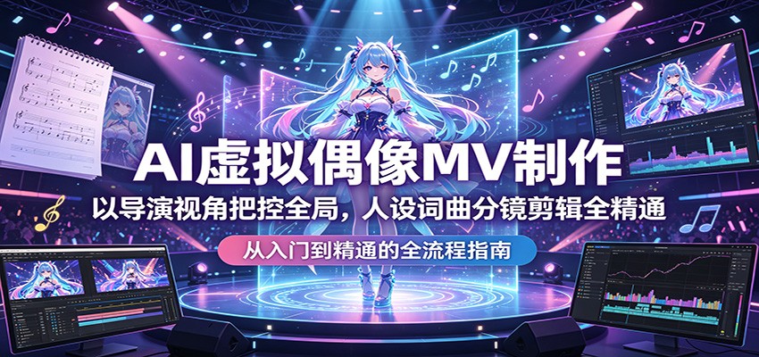 AI虚拟偶像MV制作：以导演视角把控全局，人设词曲分镜剪辑全精通-吾爱云课堂