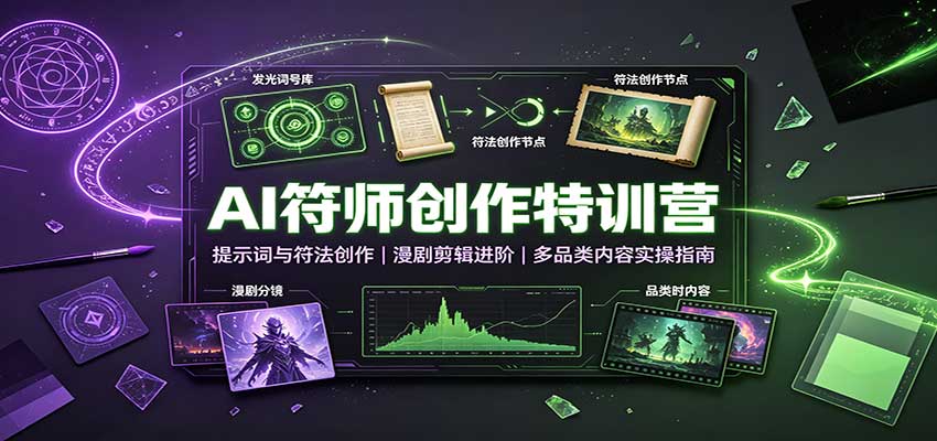AI符师创作特训营：提示词与符法创作，漫剧剪辑进阶，多品类内容实操指南-吾爱云课堂