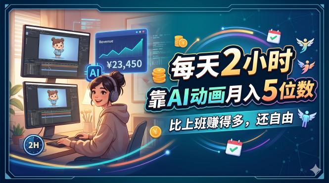 每天 2 小时，靠 AI 动画月入 5 位数，比上班赚得多，还自由-吾爱云课堂