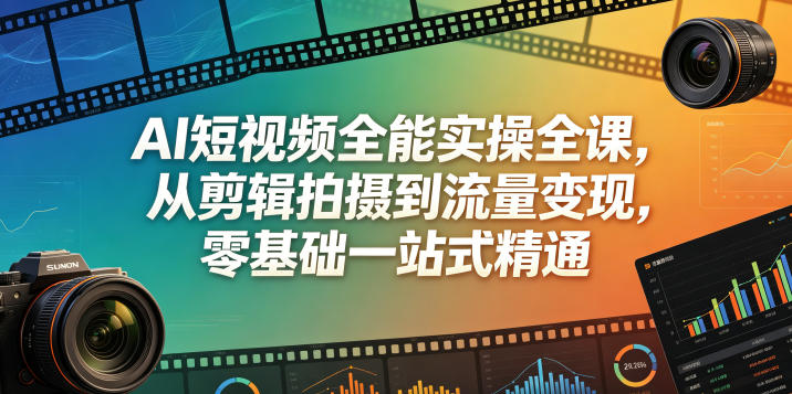 AI短视频全能实操全课，从剪辑拍摄到流量变现，零基础一站式精通-吾爱云课堂