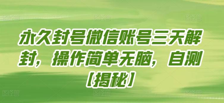 永久封号微信账号三天解封,操作简单无脑,自测【揭秘】-吾爱云课堂