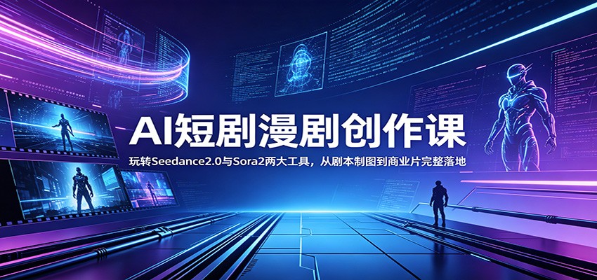 AI短剧漫剧创作课：玩转Seedance2.0与 Sora2两大工具，从剧本制图到商业片完整落地-吾爱云课堂