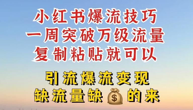 小红书爆流技巧,一周突破万级流量,复制粘贴就可以,引流爆流变现【揭秘】-吾爱云课堂