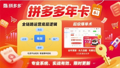 拼多多年卡，拼多多全链路运营底层逻辑，超级爆单术【更新26年8月】-吾爱云课堂