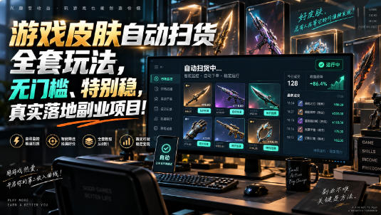 游戏皮肤自动扫货全套玩法，无门槛、特别稳，真实落地副业项目！【揭秘】-吾爱云课堂