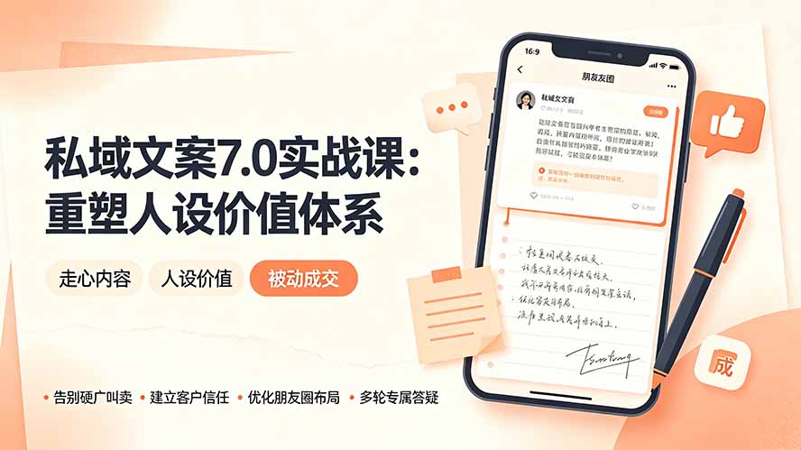 私域文案实战课7.0：重塑人设价值体系｜-告别硬广推销×走心内容×自我价值塑造，实现被动成交-吾爱云课堂