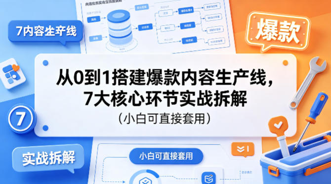 从0到1搭建爆款内容生产线，7大核心环节实战拆解(小白可直接套用)-吾爱云课堂