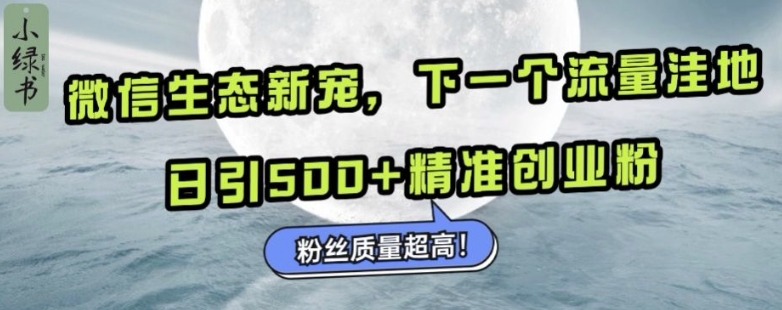 微信生态新宠小绿书：下一个流量洼地，日引500+精准创业粉，粉丝质量超高-吾爱云课堂