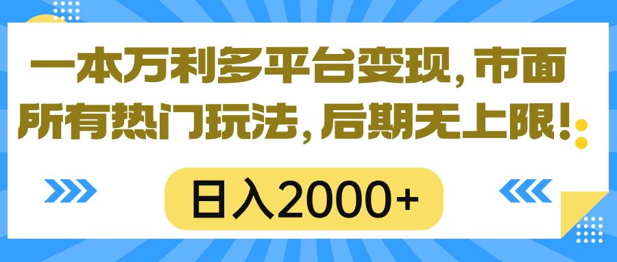 一本万利多平台变现,市面所有热门玩法,日入2000+,后期无上限!-吾爱云课堂