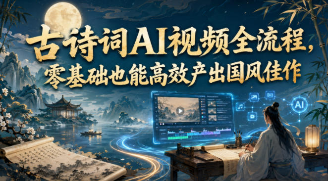 古诗词AI视频全流程，零基础也能高效产出国风佳作-吾爱云课堂