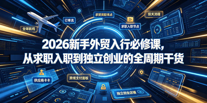 2026新手外贸入行必修课，从求职入职到独立创业的全周期干货-吾爱云课堂