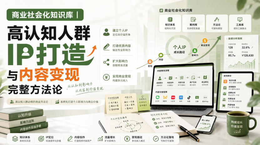商业社会化知识库｜高认知人群IP打造与内容变现完整方法论【文档】-吾爱云课堂