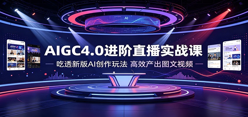AIGC4.0进阶直播实战课：吃透新版AI创作玩法，高效产出图文视频-吾爱云课堂