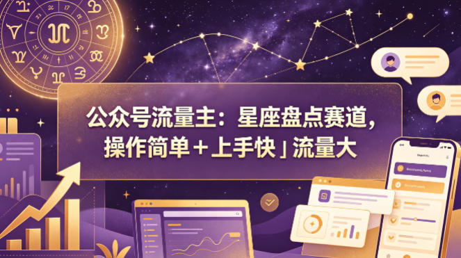 公众号流量主：星座盘点赛道，操作简单＋上手快＋流量大-吾爱云课堂