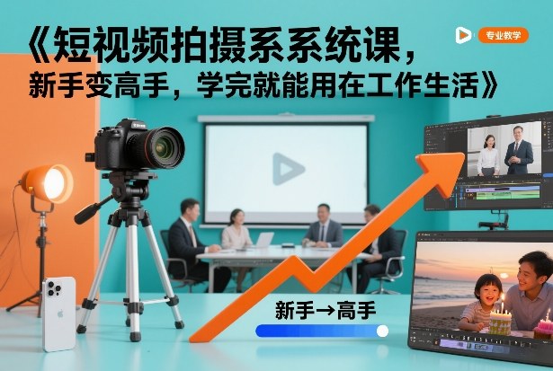短视频拍摄系统课，新手变高手，学完就能用在工作生活-吾爱云课堂