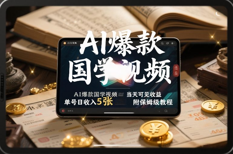 AI爆款国学视频，独家起号方法，小白直接上手，当天可见收益，单号日收入5张+附保姆级教程-吾爱云课堂