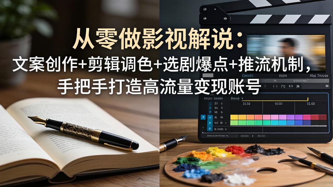 从零做影视解说：文案创作+剪辑调色+选剧爆点+推流机制，手把手打造高流量变现账号-吾爱云课堂