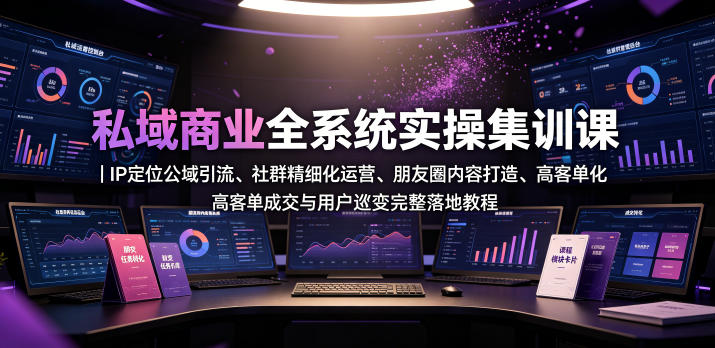 私域商业全系统实操课|IP定位公域引流、社群精细化运营、朋友圈内容打造、高客单成交与用户裂变完整落地教程-吾爱云课堂