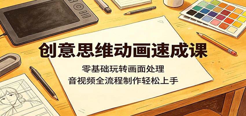 创意思维动画速成课：零基础玩转画面处理，音视频全流程制作轻松上手-吾爱云课堂