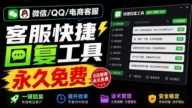 微信/QQ/电商客服快捷回复工具，支持多平台话术库与一键发送，永久免费，使用简单！易歪歪-吾爱云课堂