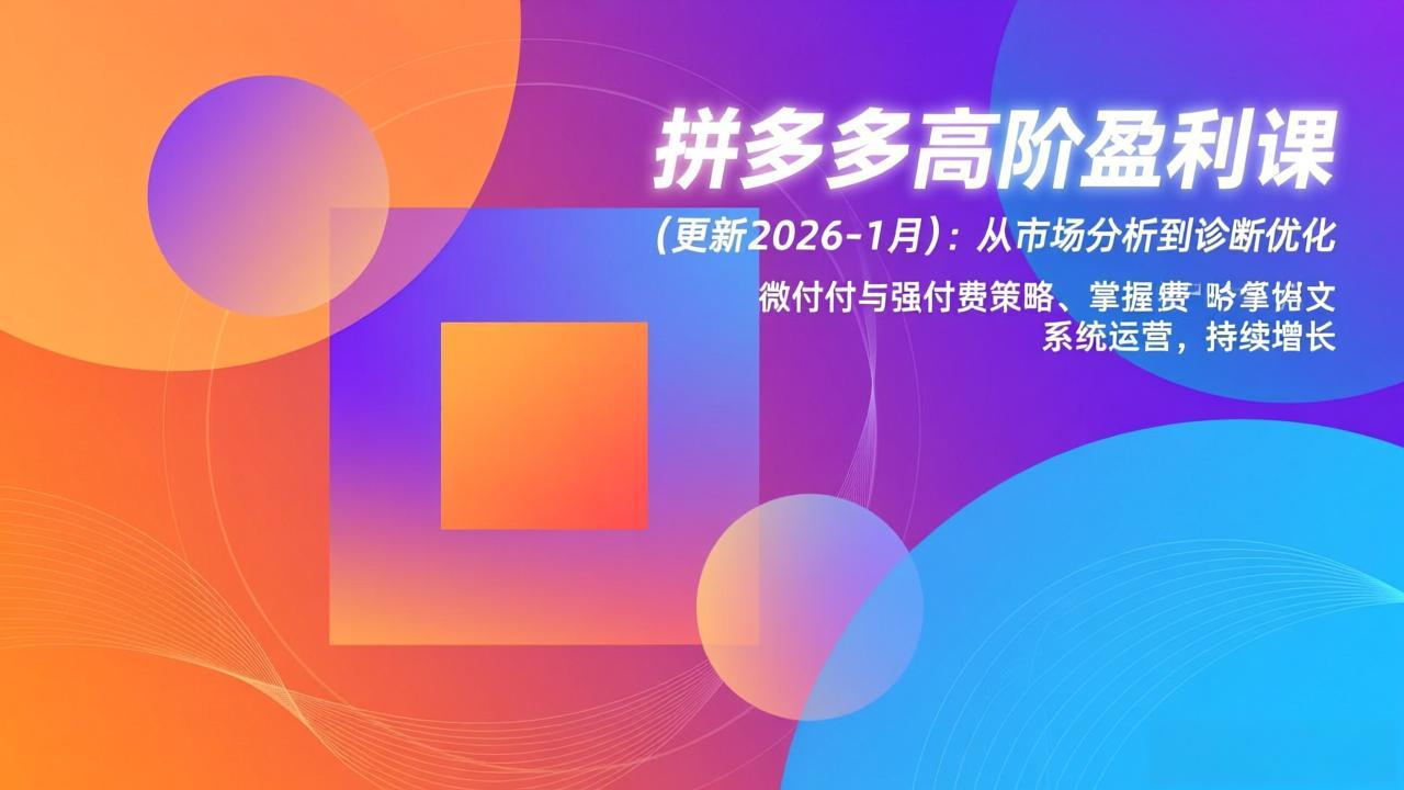 拼多多高阶盈利课(更新2026-1月-吾爱云课堂