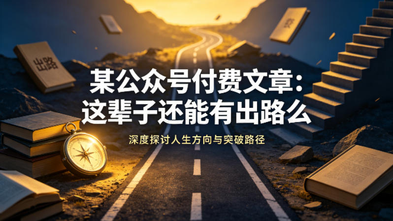 某公众号付费文章：这辈子还能有出路么-吾爱云课堂