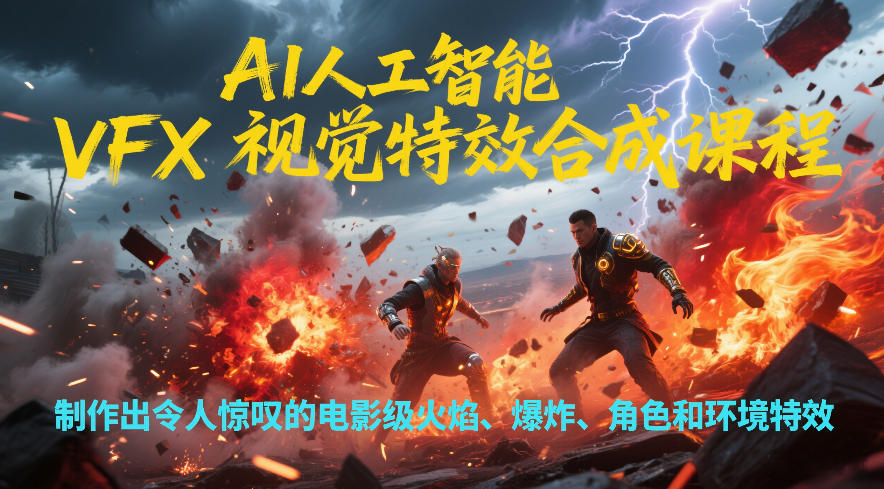AI人工智能VFX视觉特效合成课程，制作出令人惊叹的电影级火焰、爆炸、角色和环境特效-吾爱云课堂