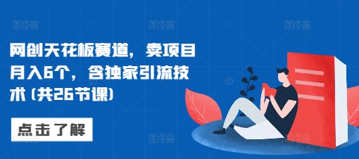 网创天花板赛道,卖项目月入6个,含独家引流技术(共26节课)-吾爱云课堂