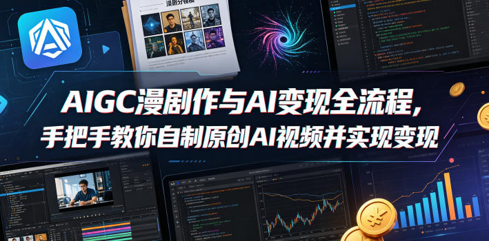 AIGC漫剧创作与AI变现全流程，手把手教你自制原创AI视频并实现变现-吾爱云课堂
