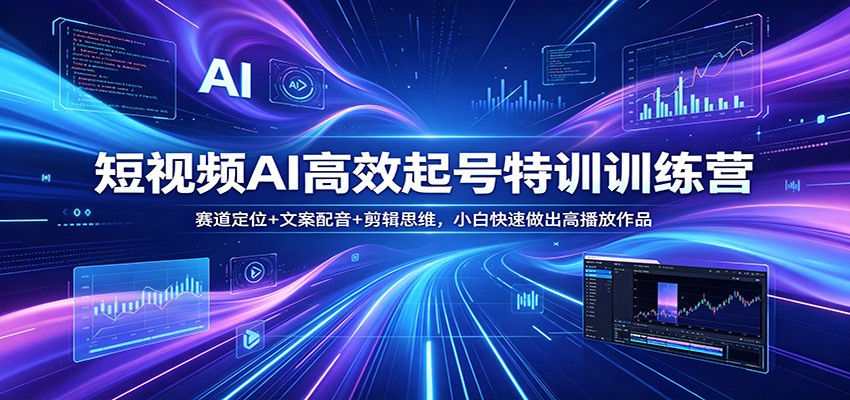 短视频AI高效起号特训训练营:赛道定位+文案配音+剪辑思维,小白快速做出高播放作品-吾爱云课堂