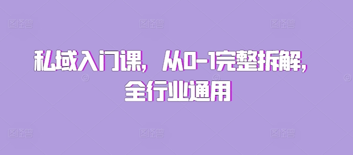 私域入门课,从0-1完整拆解,全行业通用-吾爱云课堂