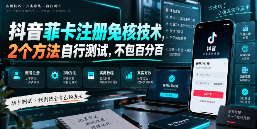抖音菲卡注册免核技术，2个方法自行测试，不包百分百-吾爱云课堂