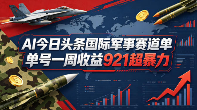 AI今日头条国际军事赛道，单号一周收益921，超暴力-吾爱云课堂