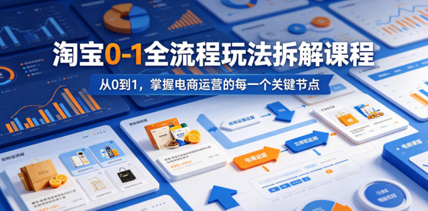 淘宝0-1全流程玩法拆解课程，从0到1，掌握电商运营的每一个关键节点-吾爱云课堂
