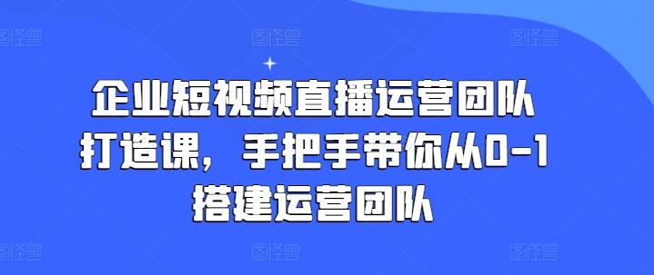 企业短视频直播运营团队打造课,手把手带你从0-1搭建运营团队-吾爱云课堂